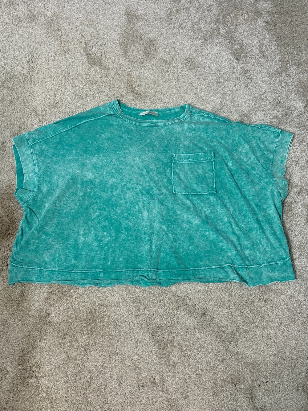 Zenana Washed Teal Cropped Tee